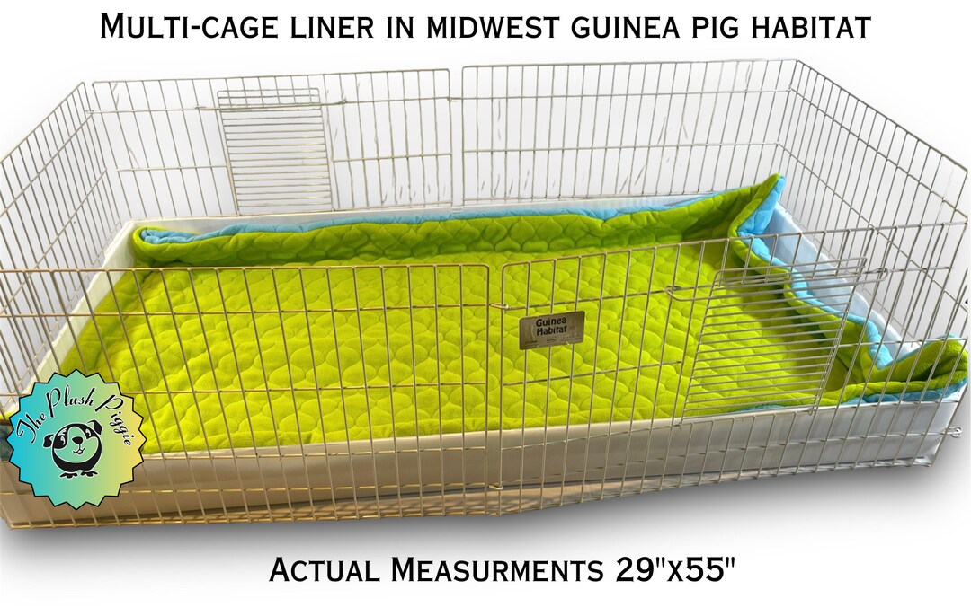 Reversible Midwest Guinea Pig Cage Fleece Liner in Sky and Lime-fits ...