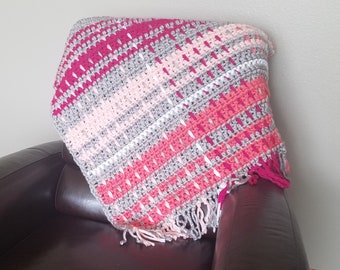 Pink Woven Baby Blanket - Shades of Pink - Plaid Stripes - Soft and Cozy - Baby Floor Mat - Pink Baby - Nursery Decor