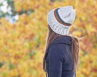 Rainbow Beanie - Chunky Knit Beanie - Hand-knit - Handmade Hat - LGBTQ Pride Beanie