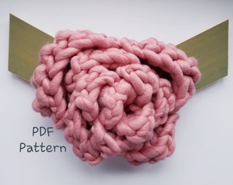 Crochet PDF Pattern Chevron Rose Wall Art - DIY Wall Hanging - Roving Fiber and Wood