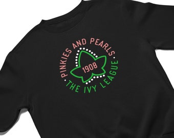 AKA Ivy Icon Black Crew Sweatshirt | Sorority Shirt, BGLO Apparel, NPHC Gift, Crossing Gift for Her, Alpha Kappa Alpha