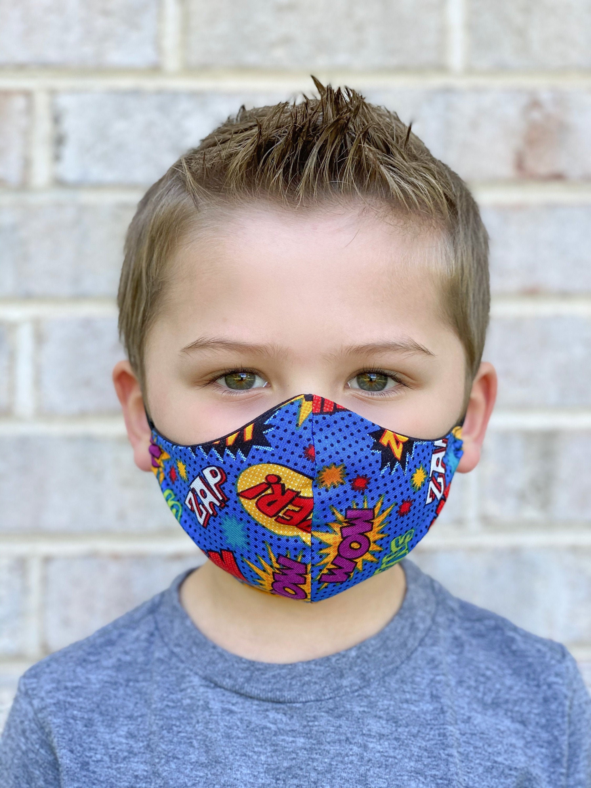 Kids Face Mask: Ages 5-8 *or* 8-10 - Optional Filter Pocket, Around t…