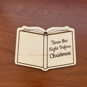 Laser etched ornament, Book w/ title and quote