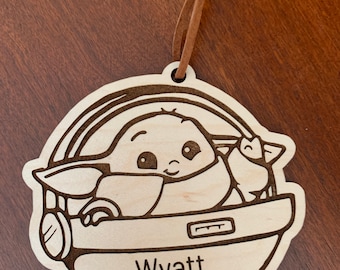 Baby Yoda/The Child/Grogu Inspired Ornament - Wood or Acrylic