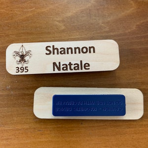 Laser Engraved Wooden Name Tag/Badge