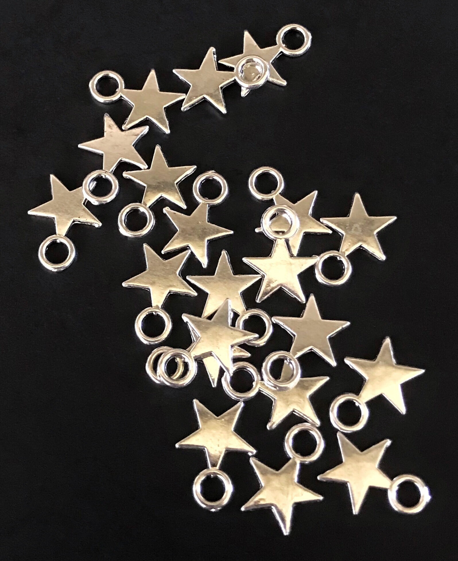 20 Star Charms, Small Flat Double Sided Stars, Jewelry Making