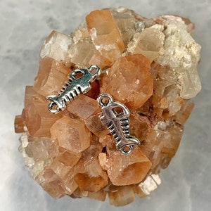 10 Fish bone connectors, double sided charms, gothic jewelry making supplies, bulk set of 10