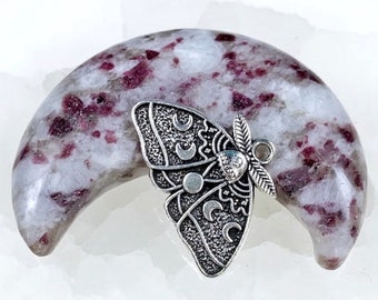 10 Luna moth charms, moon phase insect charms, gothic occult charms, witchy jewelry making supplies, set of 10