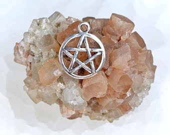 10 Pentagram charms, 17mm silver tone double sided pentacle pendants, protection symbol, gothic jewelry making supplies