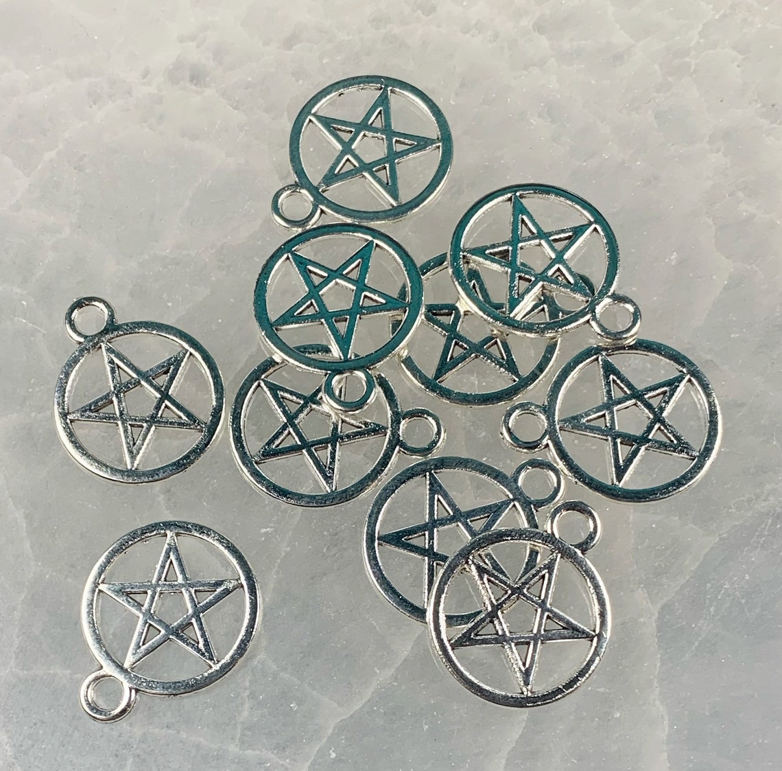 10 Pentacle Charms Pentagram Occult Charms Handmade Witchy Etsy
