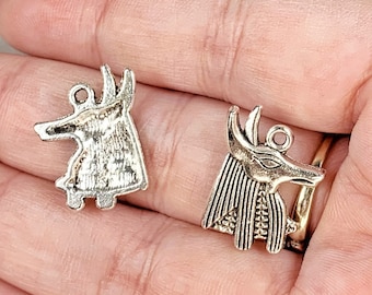 10 Anubis charms, 15x20mm Egyptian jackal god of the dead, gothic witchy jewelry, occult jewelry supplies, bulk set of 10