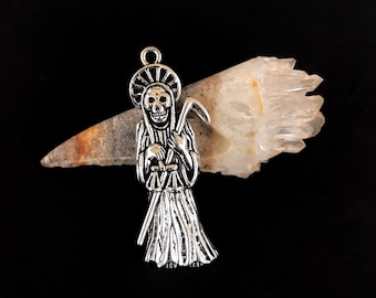 Santa muerte pendants, 18x51mm large death grim reaper for gothic rosary, occult charms, bulk jewelry supplies, set of 3-7-20