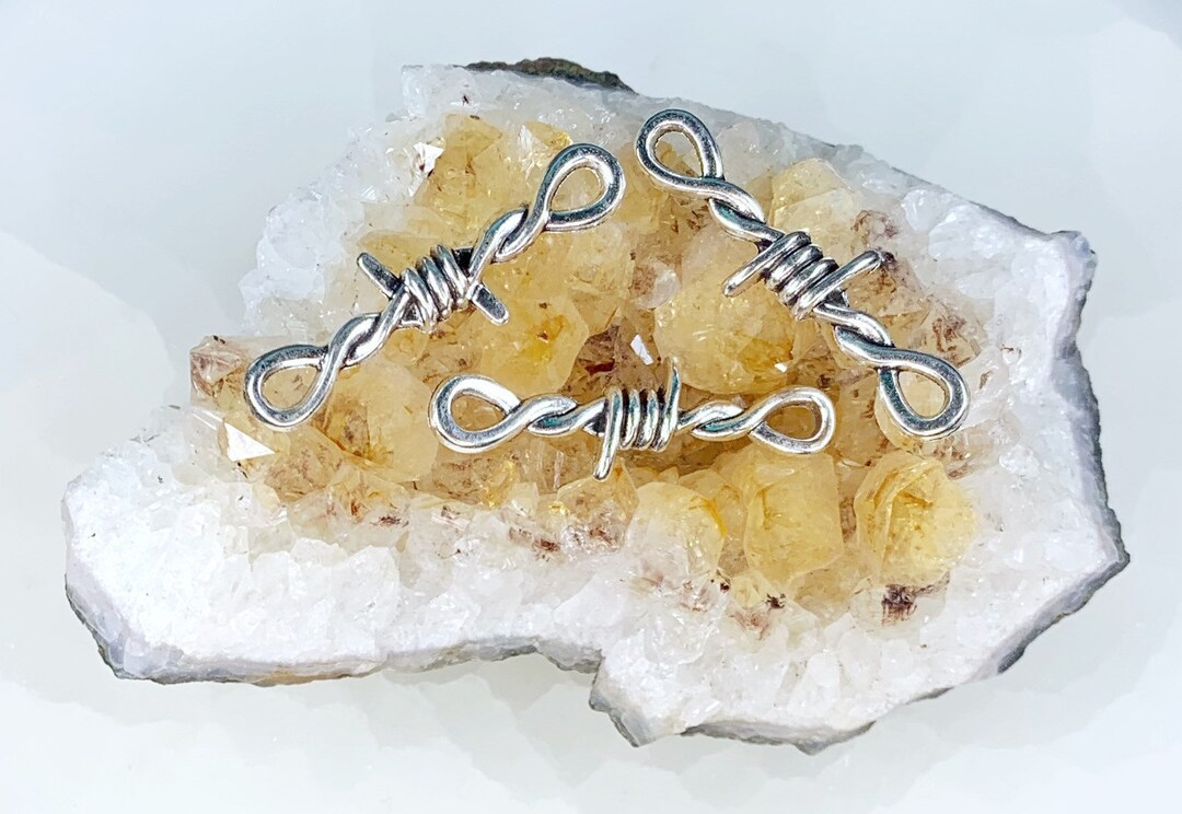 10 Barbed Wire Connector Charms, 10x33mm Gothic Style Charms, Handmade Jewelry, Double Sided