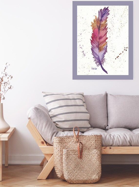 Purple Feather Watercolor Painting