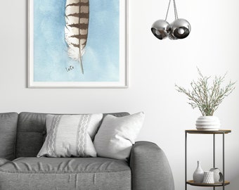 Brown Watercolor Feather Painting