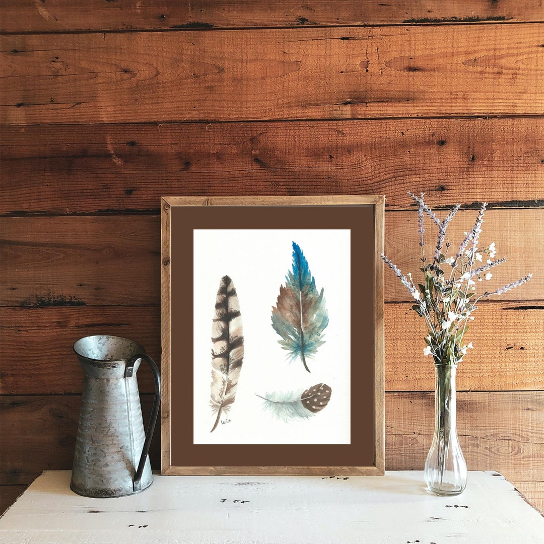 Watercolor Feather Painting, Wall Art Gift Etsy