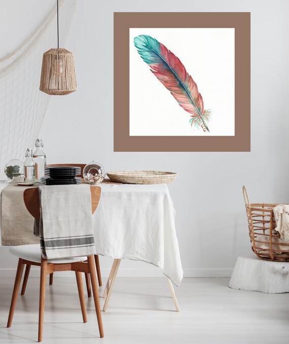 Teal Feather Watercolor Painting