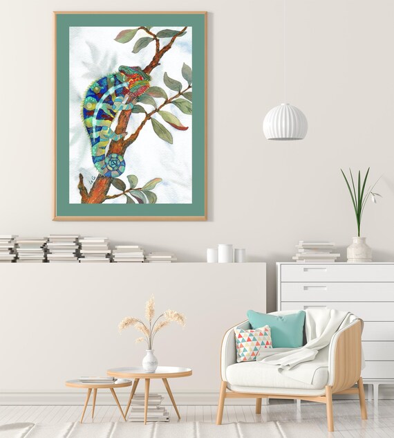 Chameleon Original Watercolor Painting