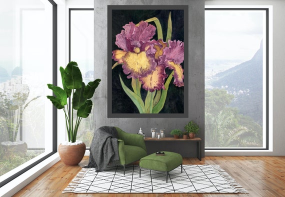Bearded Iris Watercolor Painting