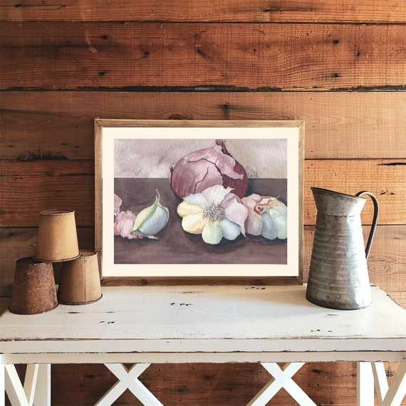 Garlic and Onion Watercolor Painting