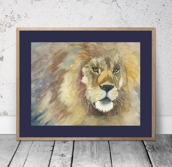 Lion Original Watercolor Painting