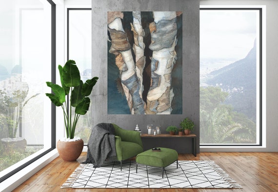 Tree Trunk Bark Watercolor Painting
