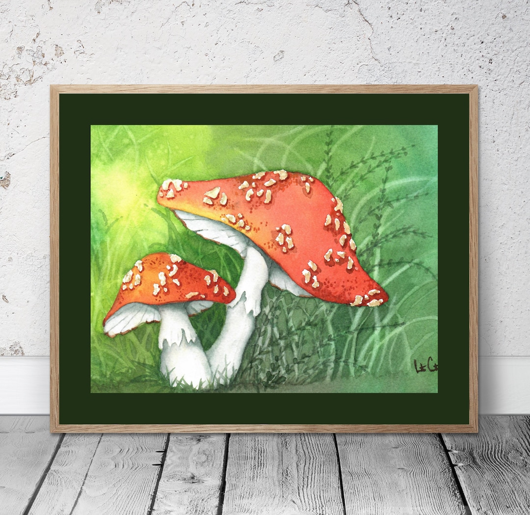 Mushroom Watercolor Painting Etsy