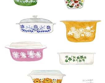 Vintage Casserole Dishes Art Print