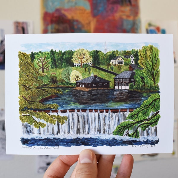 Mini Paradise Pond & Boathouse Print