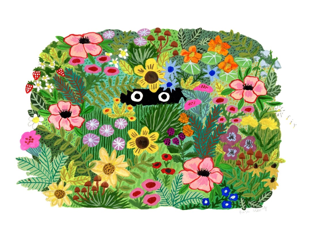 Floral Garden Wall Print Etsy