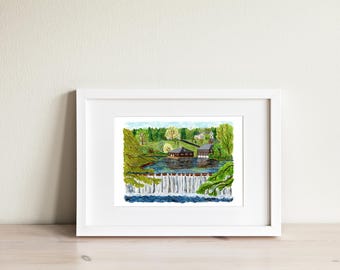Mini Paradise Pond & Boathouse Print