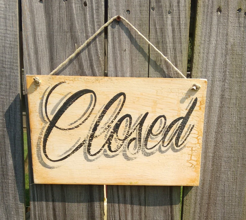 Business hours open closed wooden door sign | Etsy
