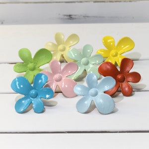 Whimsical Flower Knob, Floral Drawer Pull, Daisy Furniture Knob, Blue Flower Cabinet Handle, Over 50 colors available