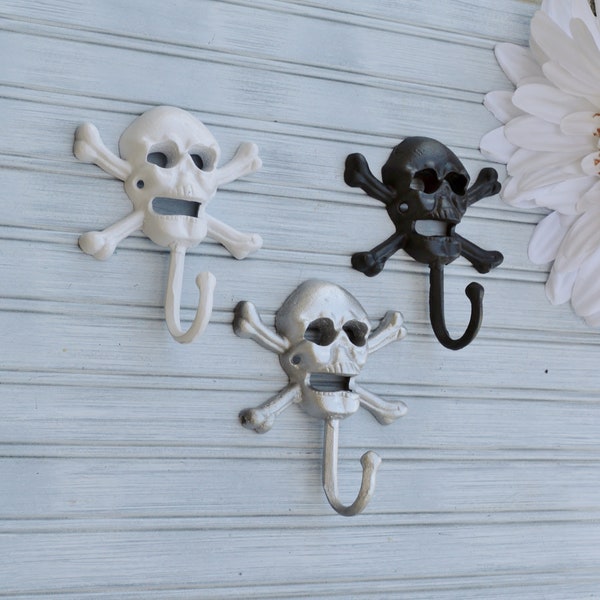 One Skull and Crossbones Hook. Pirate Jolly Roger Decor. Coat Hat Towel Jewelry Wall Hook. Bathroom Kitchen Office Wall Hanging