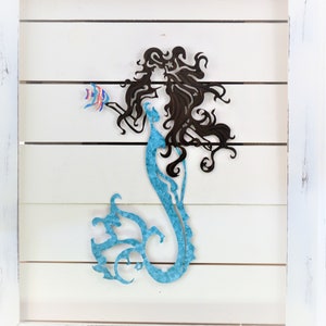 Metal Mermaid Wall Art, Beach Decor, Nautical Nursery Wall Hanging