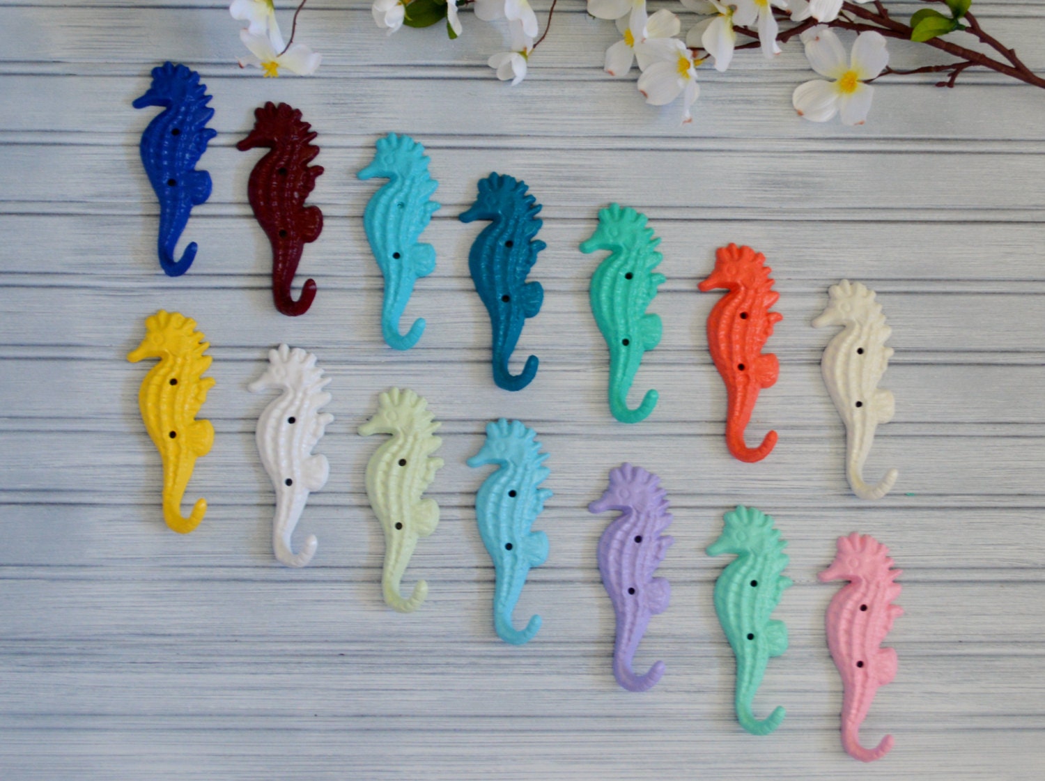 One Cast Iron Seahorse Hook.  Sea Creature Beach Coastal Nautical Wal…