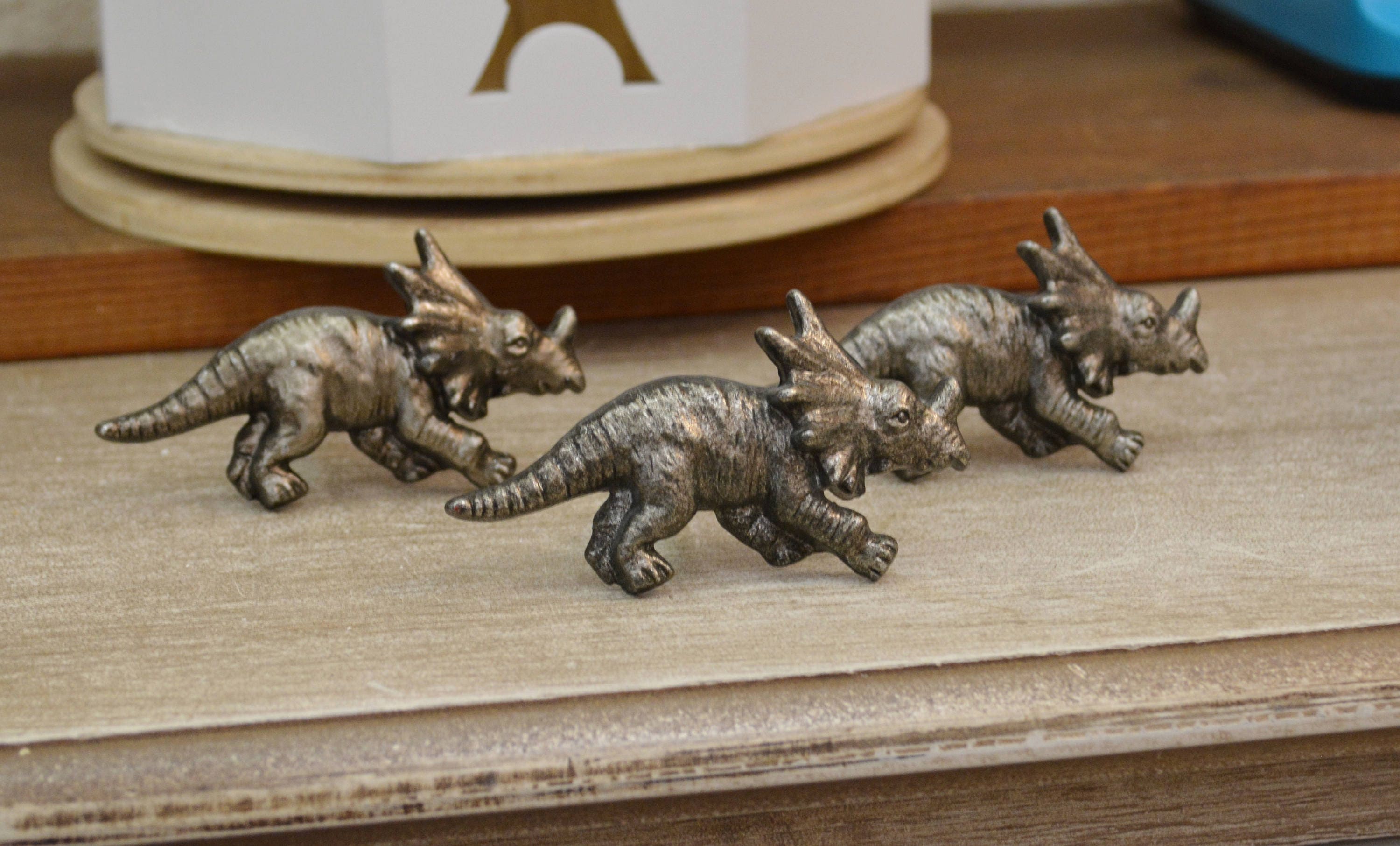 Dinosaur Knob Brachiosaurus drawer pull Short Triceratops art Dresser Cabinet Furniture Hardware Nusery Child's Room Decor