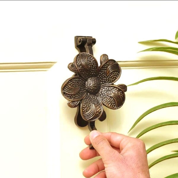 Bronze Flower Door Knocker, Daisy Porch Decor, Front Entrance Ringer