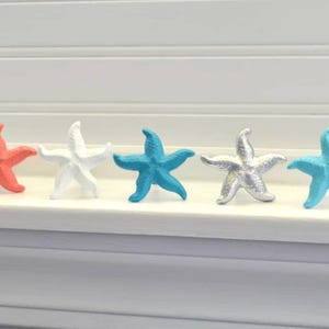 Coral Starfish Knob, Turquoise Starfish Drawer Pull, Beach House Knob, Coastal Bathroom Handle, Over 50 colors available