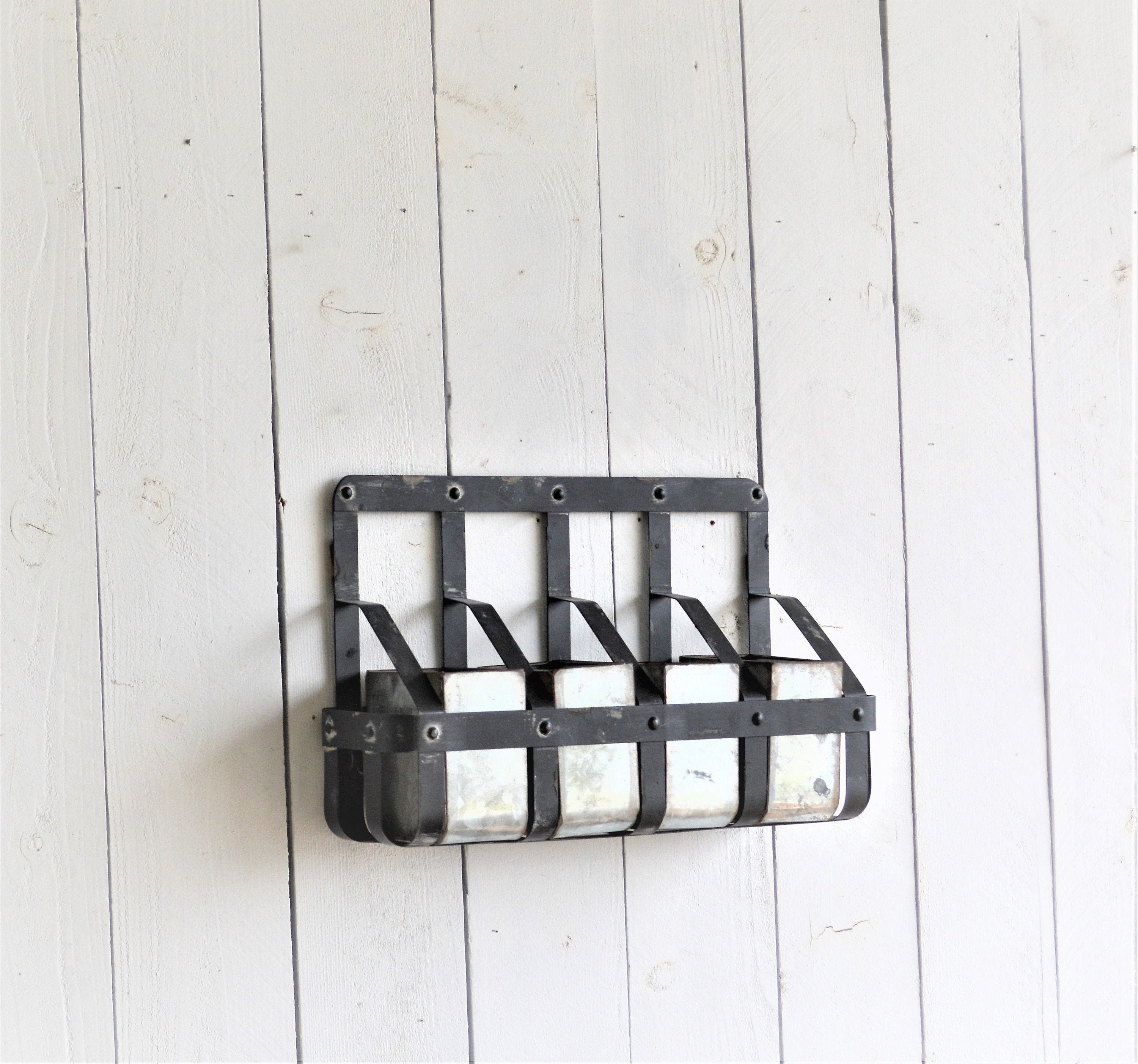 Metal Galvanized Wall Basket With Four Compartments for Etsy