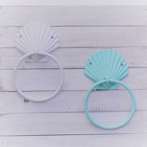 Scallop Towel Ring, Coastal Bathroom, Beach Nautical Seashell Decor