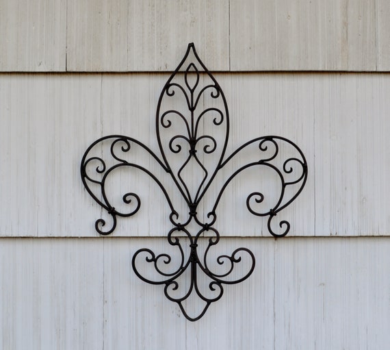 Large Metal Fleur De Lis Wall Decor Ornate Vintage New Etsy