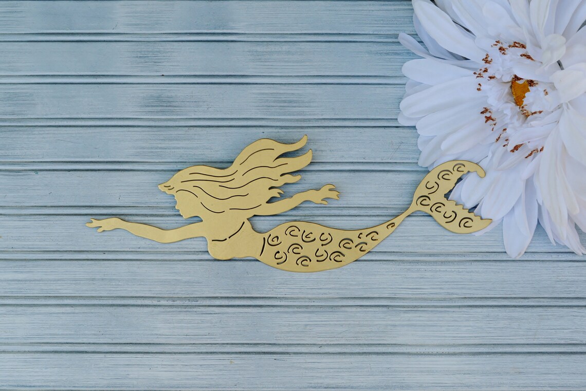 Metal Swimming Mermaid Wall Hanging Beach Coastal Nautical Etsy