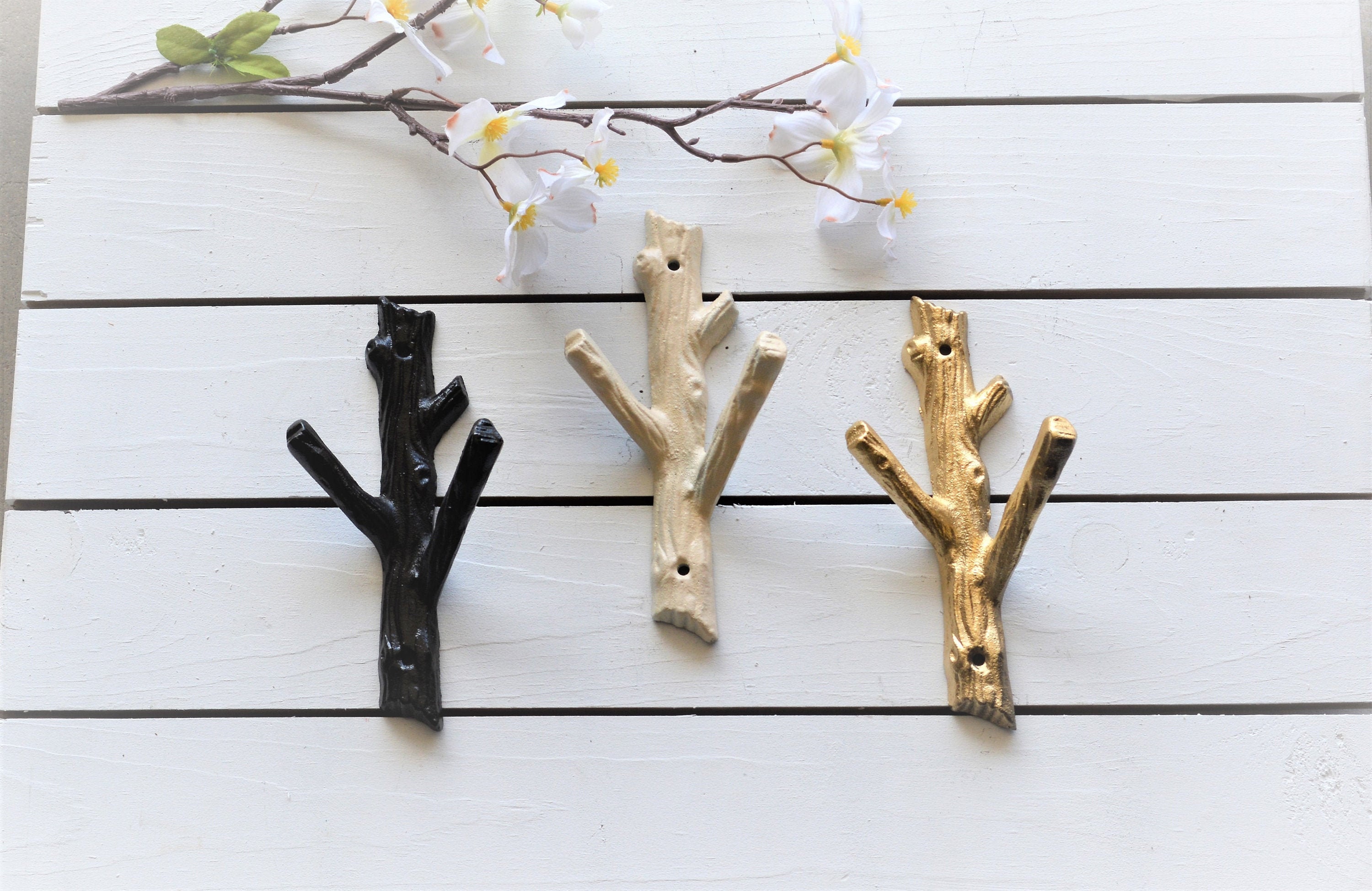 Guoxing Coat Hooks Wall Mounted, Leaf Design Gold Sticky Hooks, Towel