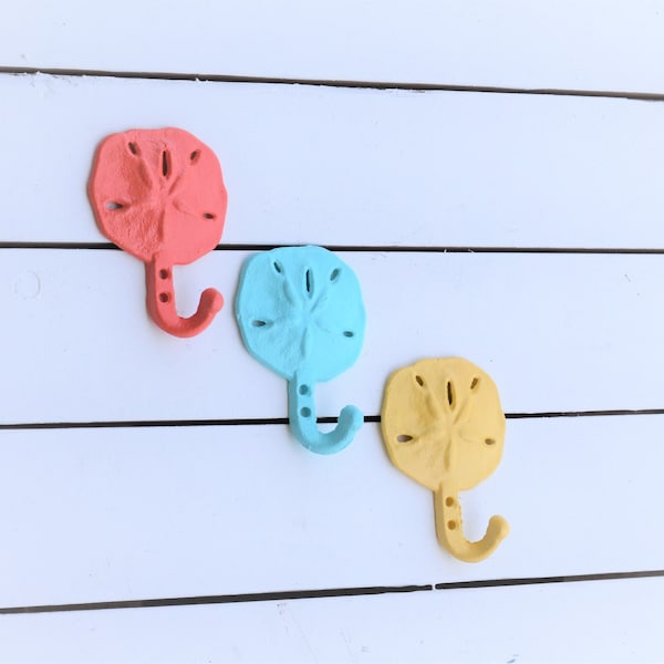 Sand Dollar Wall Hook, Coastal Bathroom, Beach Nautical Seashell Decor