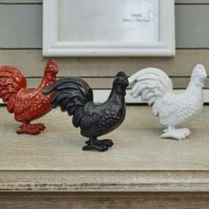 Rooster Knob, Red Cock Drawer Pull, Farmhouse Door Handle, Chicken Coop Hardware