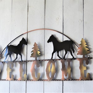 Farmhouse Welcome Sign, Black Horse Greetings, Two Stallion Reception, Ranch Farmhouse Signage