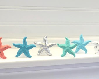 Distressed Starfish Knob, Coastal Bathroom Hardware, Beach House Decor