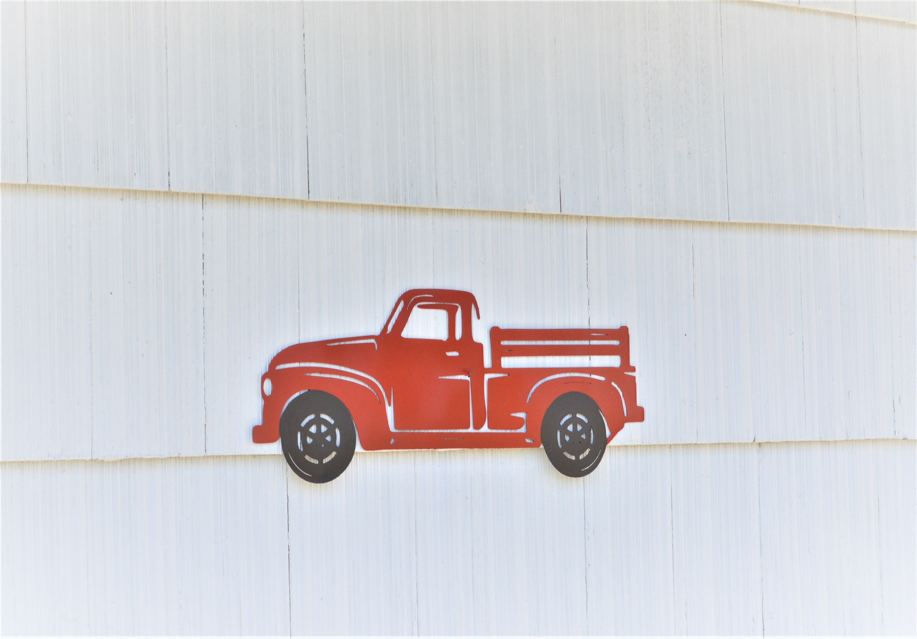 Large Truck Decor Metal Black Red Pickup Truck Wall Hanging Etsy