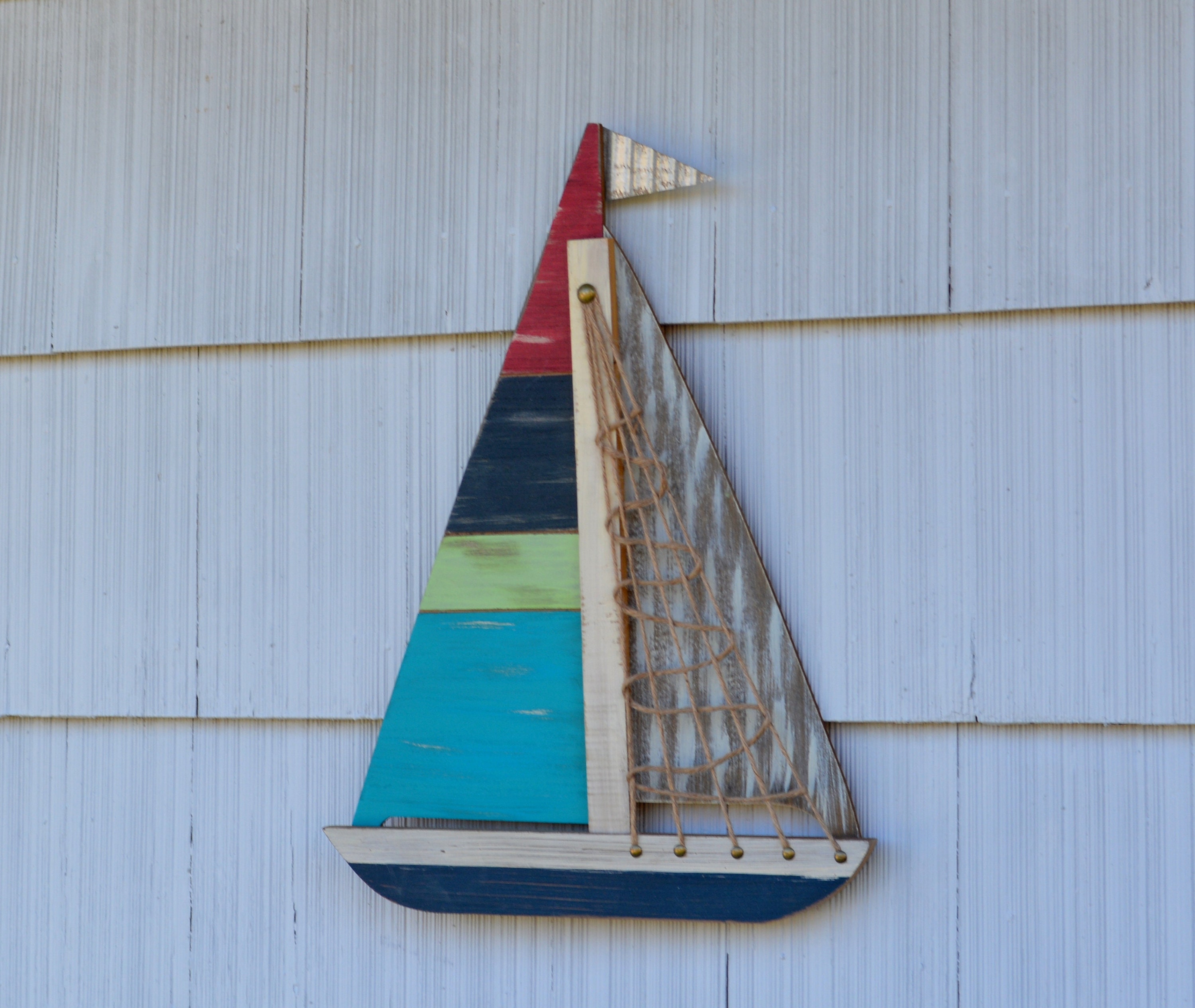 wooden sailboat wall art